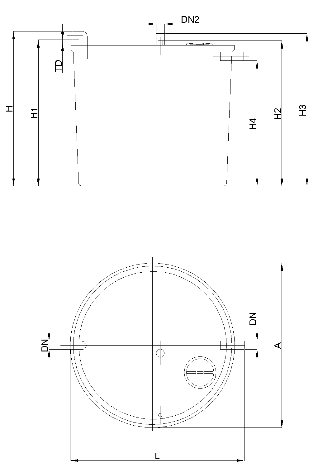 Esquema DRP superficie Vertical Sin Desarenador