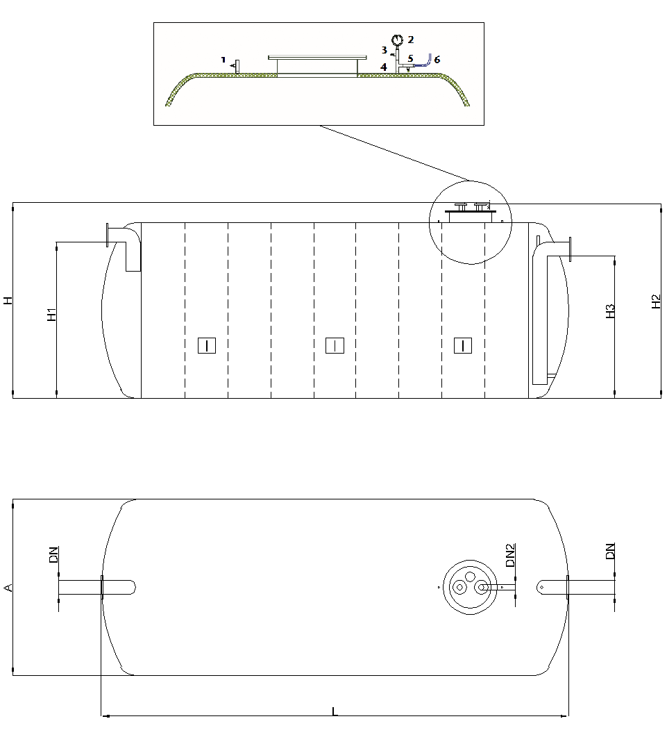Esquema TAD y detalle manómetro