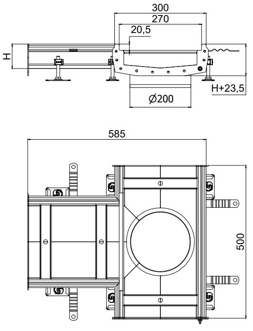 Modular 270 pieza en T con salida