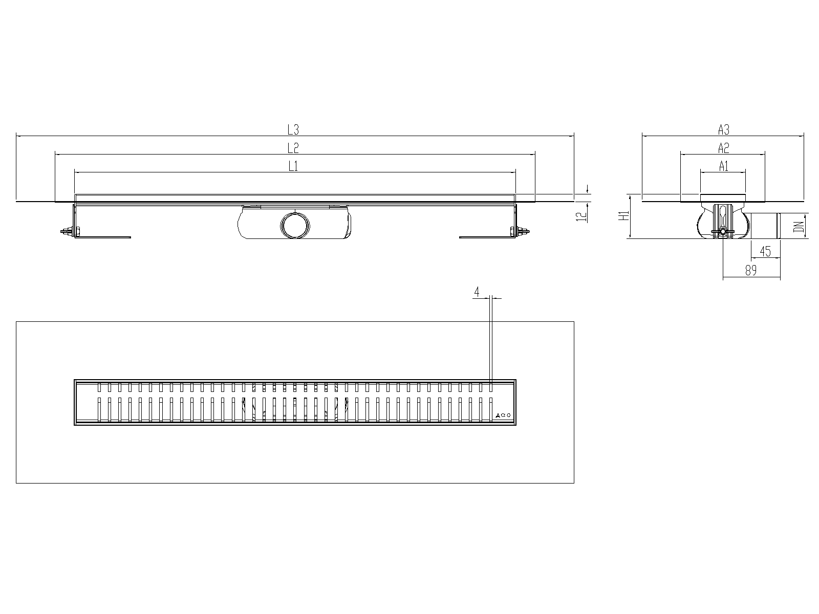 SHOWERDRAIN-C 2.0 C_ALAS SH DN50 H69 C_RJ PIANO C_TELA