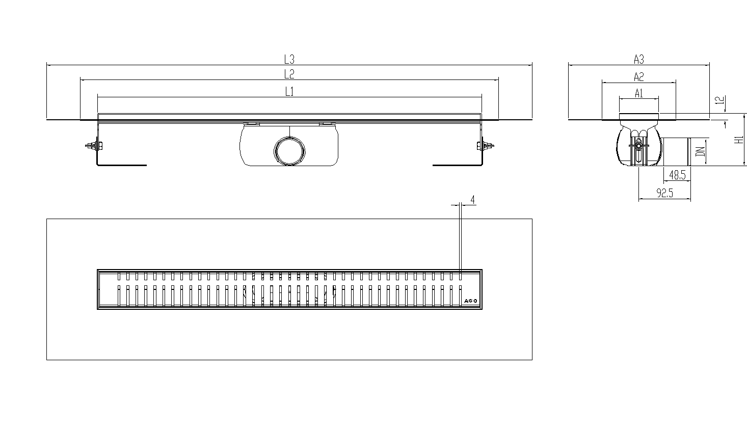 SHOWERDRAIN-C 2.0 C_ALAS SH DN50 H92 C_RJ PIANO C_TELA
