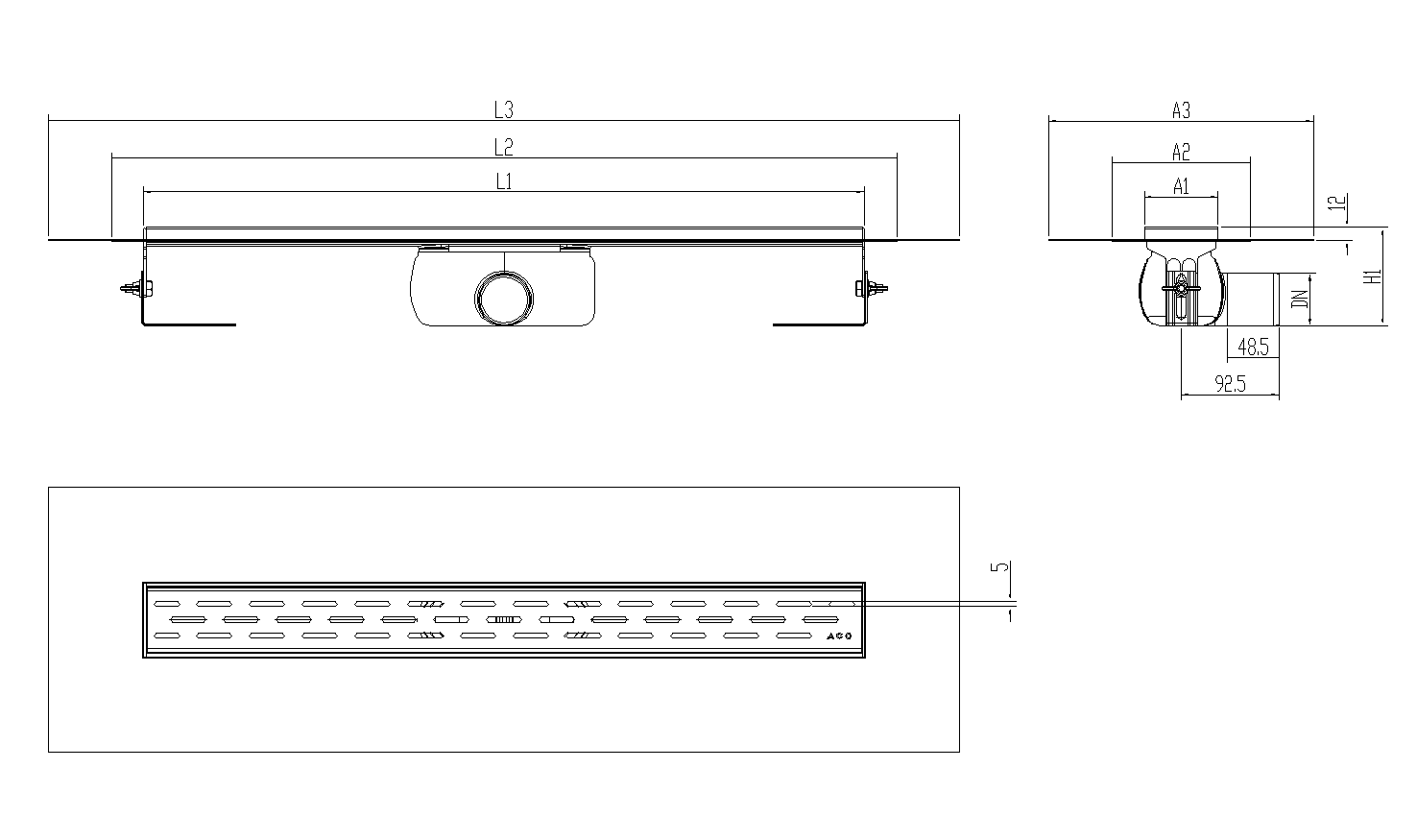 SHOWERDRAIN-C 2.0 C_ALAS SH DN50 H92 C_RJ SLOT C_TELA