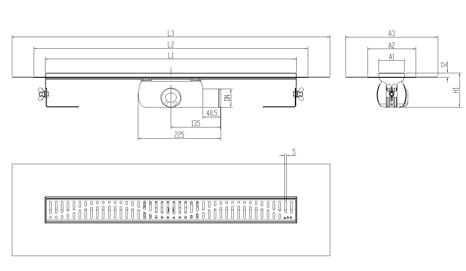 SHOWERDRAIN-C 2.0 C_ALAS SHL DN50 H92 C_RJ WAVE C_TELA