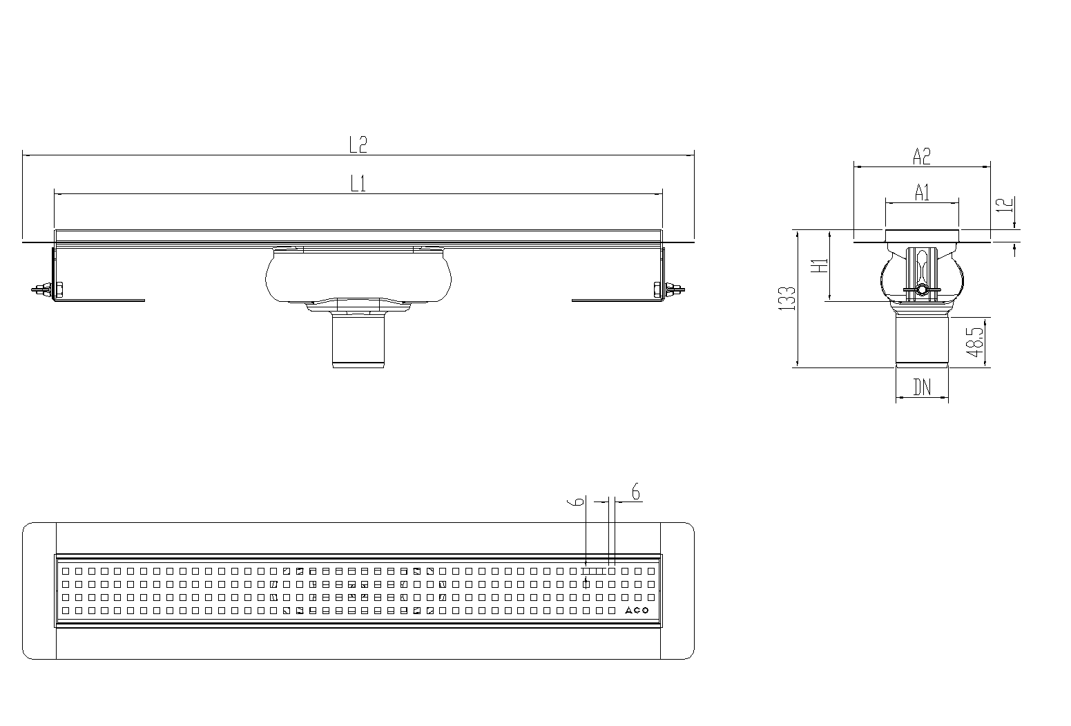 SHOWERDRAIN-C 2.0 C_ALAS SV DN50 H69 C_RJ QUADRATTO S_TELA