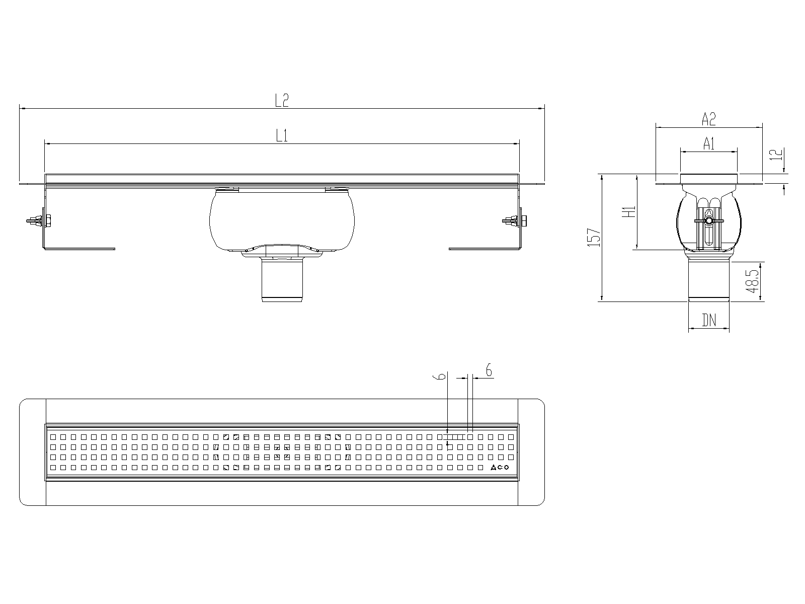 SHOWERDRAIN-C 2.0 C_ALAS SV DN50 H92 C_RJ QUADRATTO S_TELA