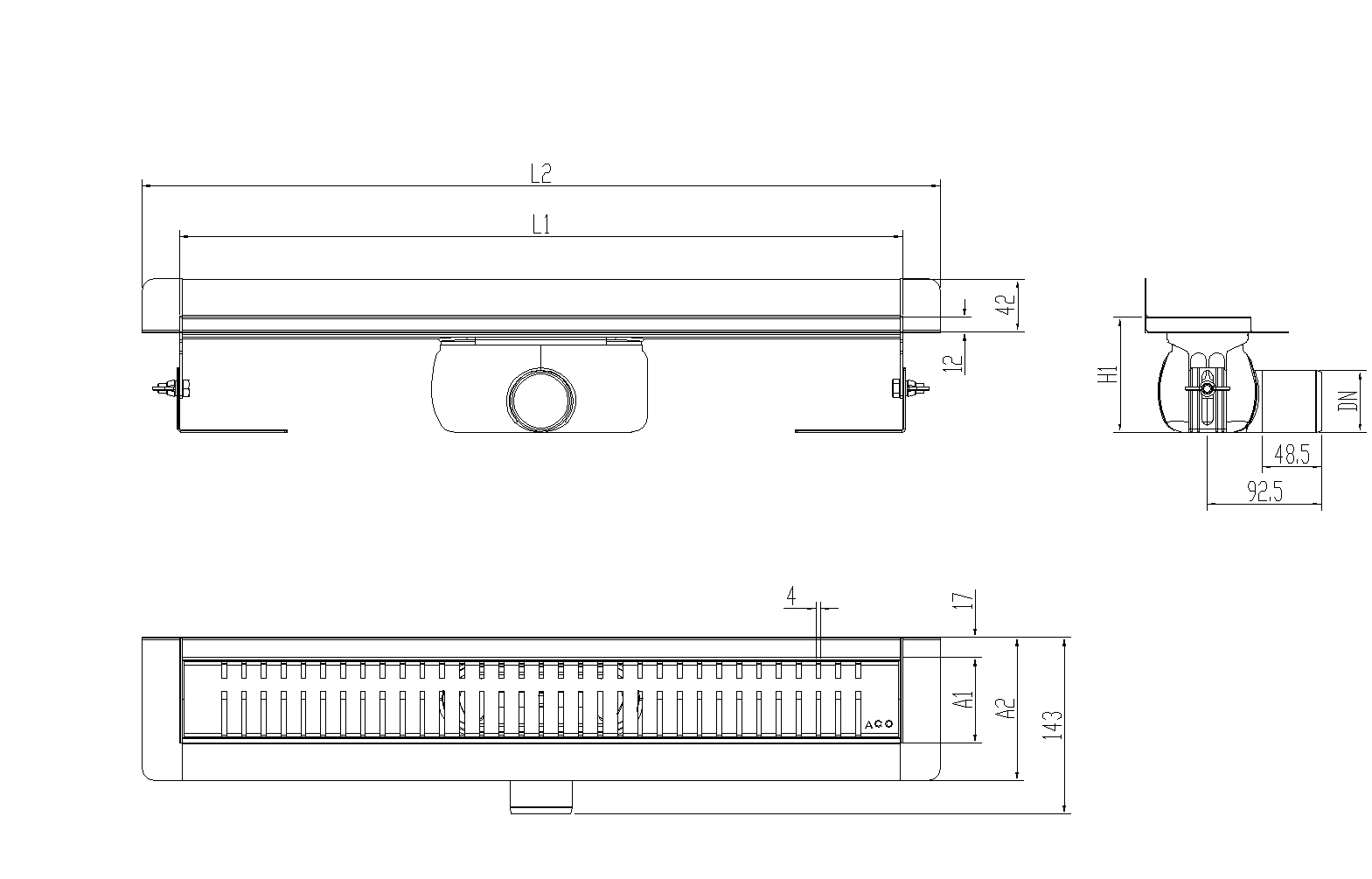 SHOWERDRAIN-C 2.0 C_MARCO TRAS SH DN50 H92 C_RJ PIANO S_TELA