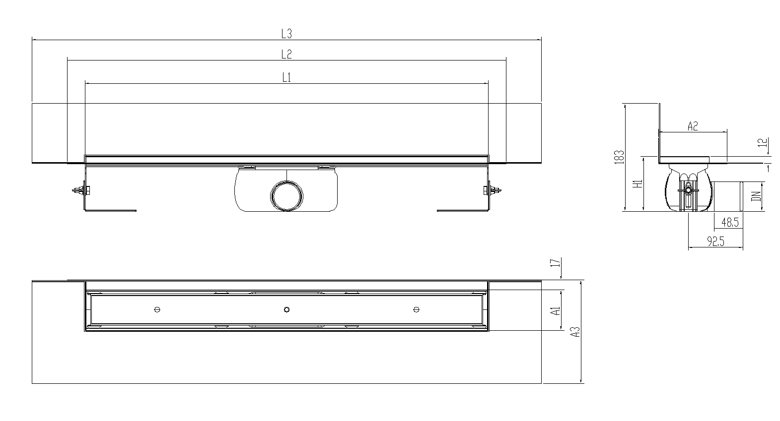 SHOWERDRAIN-C 2.0 C_MARCO TRAS SH DN50 H92 C_RJ TILE C_TELA