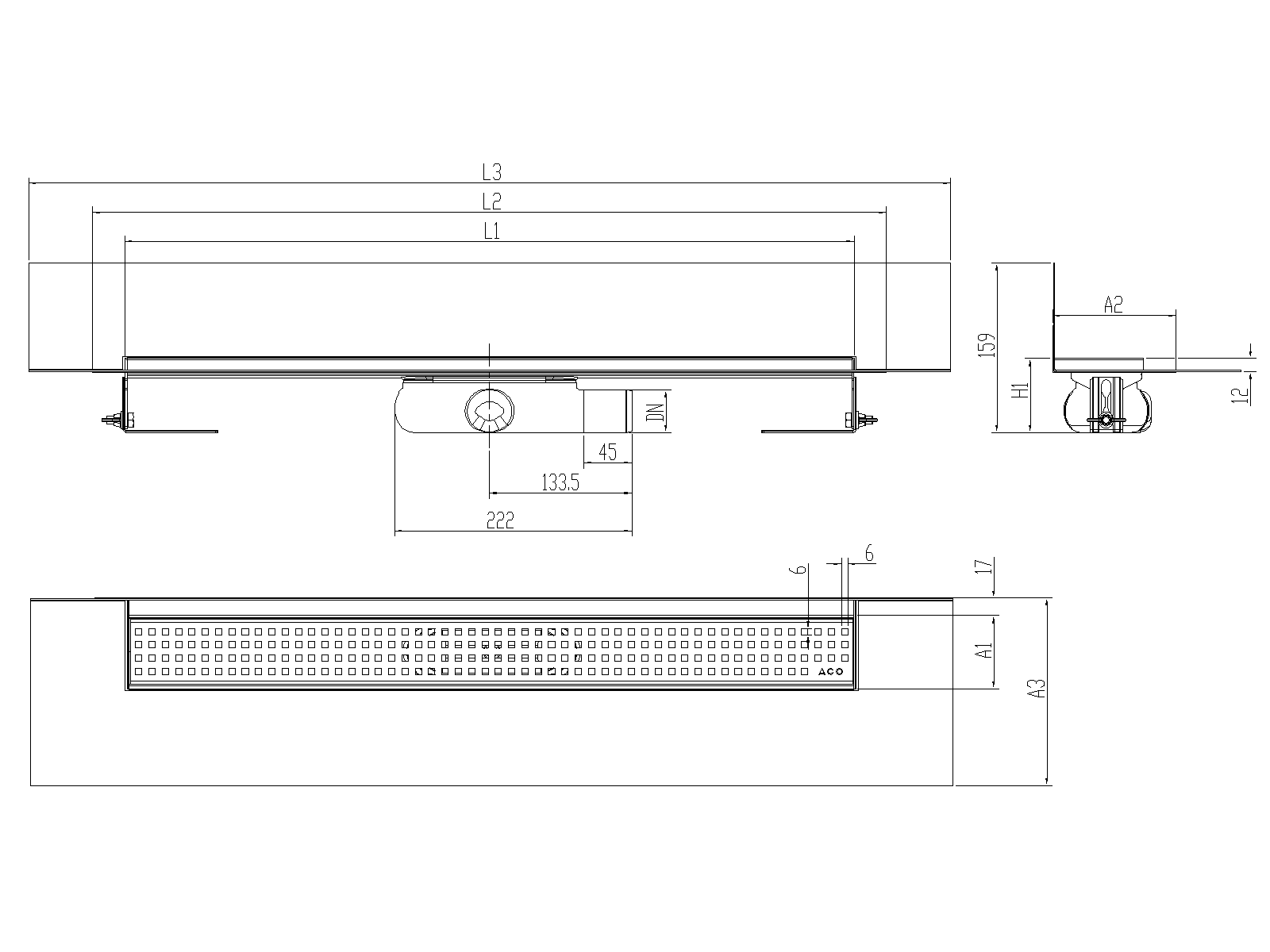 SHOWERDRAIN-C 2.0 C_MARCO TRAS SHLD DN50 H69 C_RJ QUADRATTO C_TELA