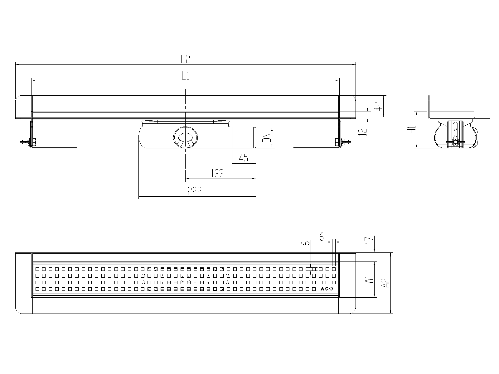 SHOWERDRAIN-C 2.0 C_MARCO TRAS SHLD DN50 H69 C_RJ QUADRATTO S_TELA