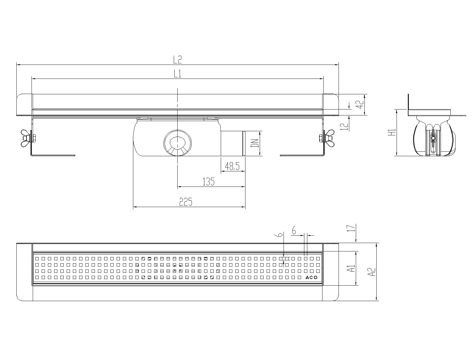 SHOWERDRAIN-C 2.0 C_MARCO TRAS SHLD DN50 H92 C_RJ QUADRATTO S_TELA