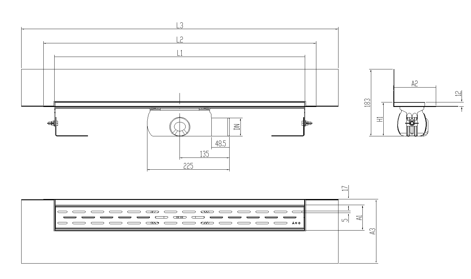 SHOWERDRAIN-C 2.0 C_MARCO TRAS SHLD DN50 H92 C_RJ SLOT C_TELA