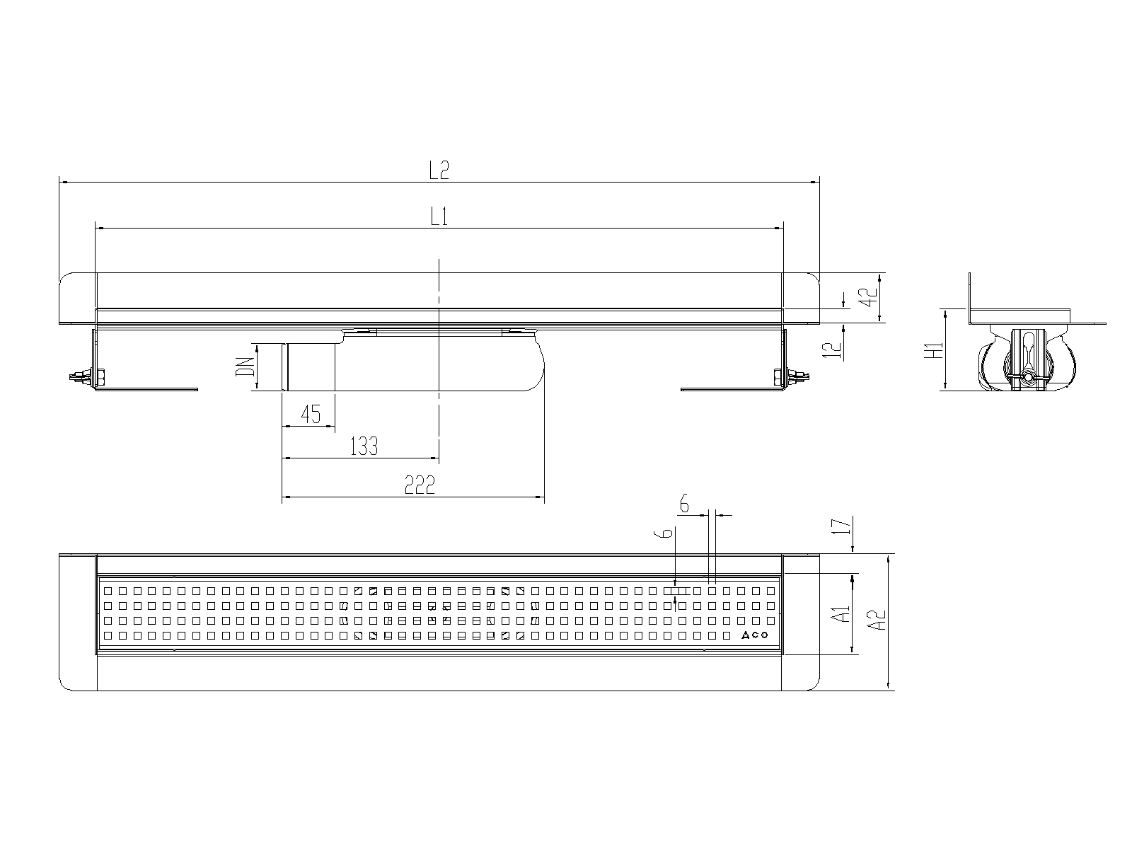 SHOWERDRAIN-C 2.0 C_MARCO TRAS SHLI DN50 H69 C_RJ QUADRATTO S_TELA