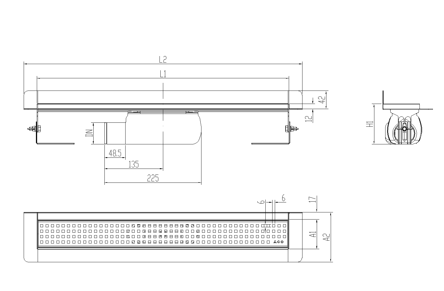 SHOWERDRAIN-C 2.0 C_MARCO TRAS SHLI DN50 H92 C_RJ QUADRATTO S_TELA