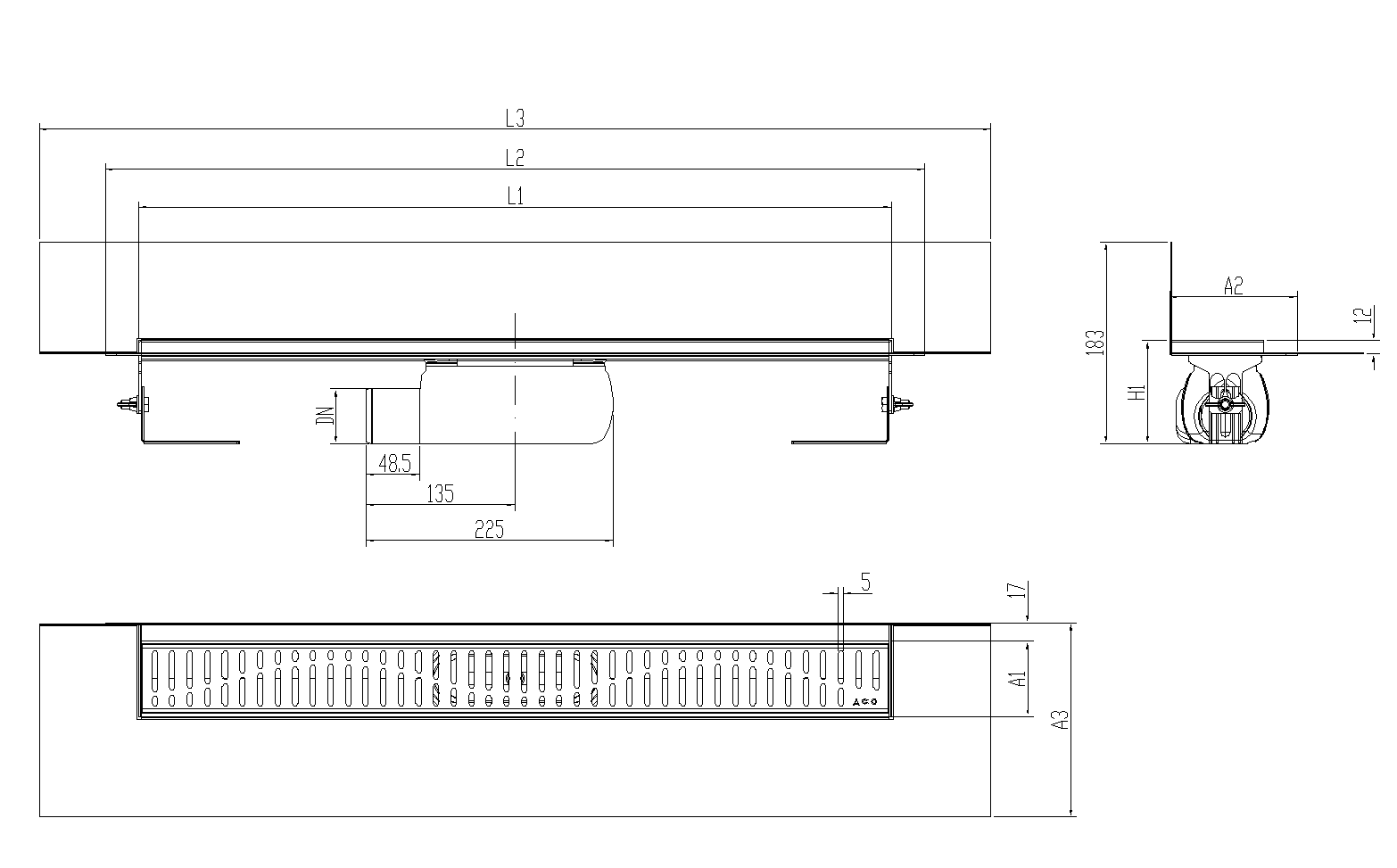 SHOWERDRAIN-C 2.0 C_MARCO TRAS SHLI DN50 H92 C_RJ WAVE C_TELA
