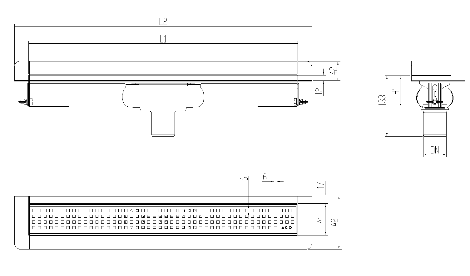 SHOWERDRAIN-C 2.0 C_MARCO TRAS SV DN50 H69 C_RJ QUADRATTO S_TELA