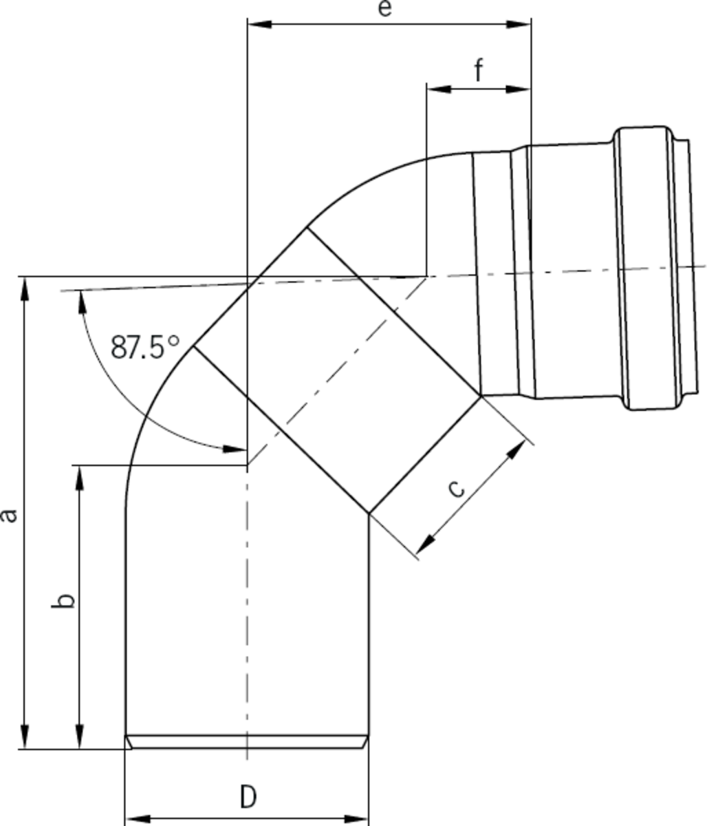 TUB PIPE CODO 45º+45º