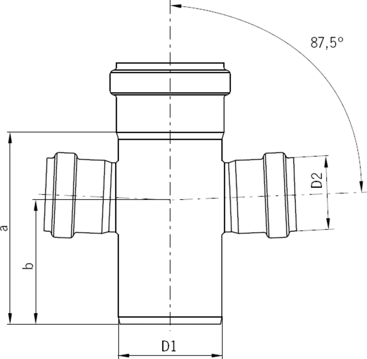 TUB PIPE DERIVACION DOBLE 87.5º CREDUCCION