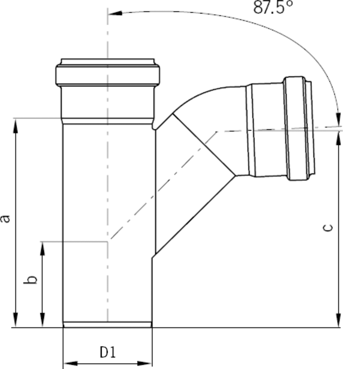 TUB PIPE DERIVACION SIMPLE 87.5º C/CODO