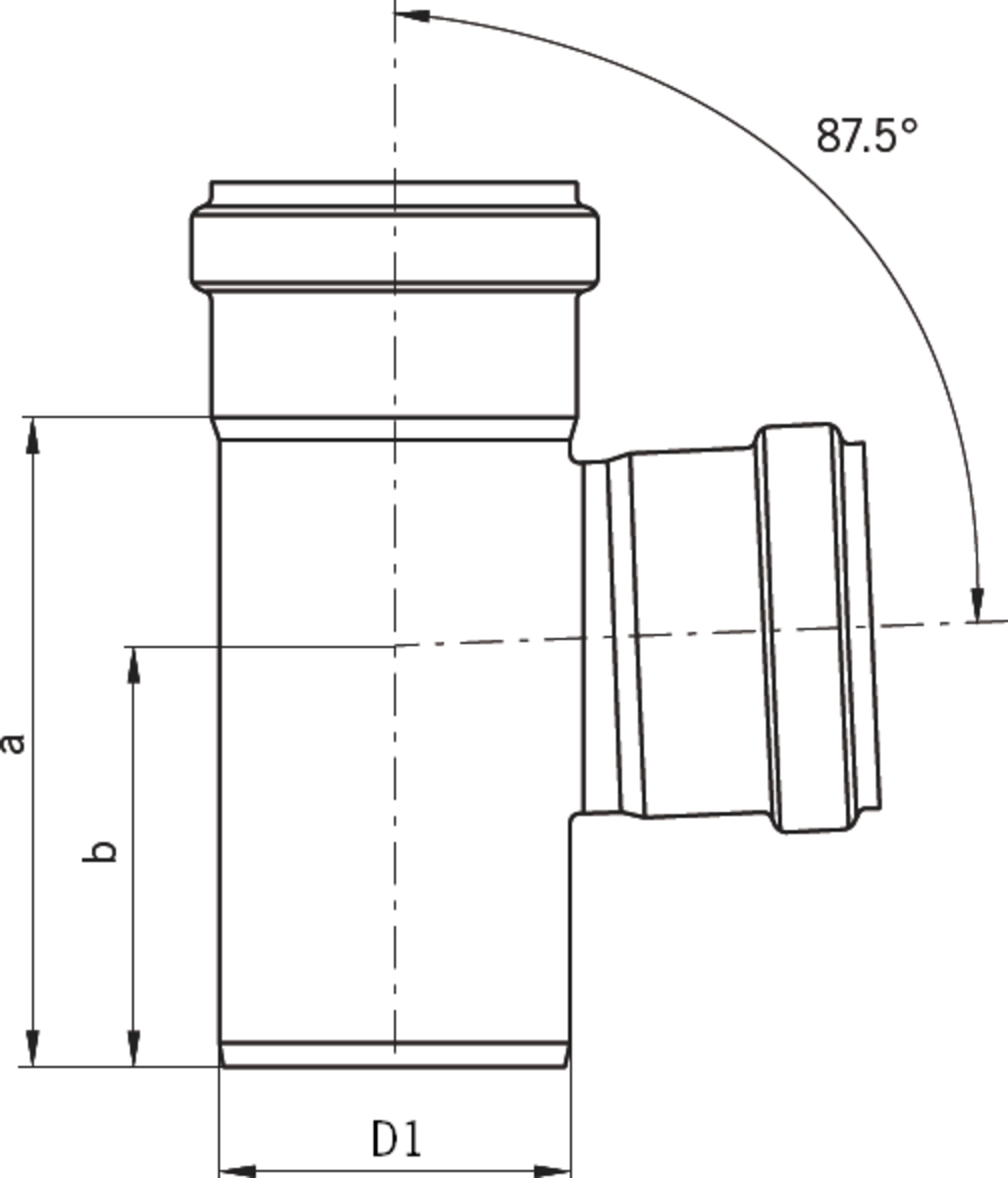 TUB PIPE DERIVACION SIMPLE 87.5º