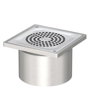 GULLY FAT AISI304 EG150 FIJO 150X150MM CERAMIC OUT/V DN110 W/BASKET W/GR PERF W/FIX