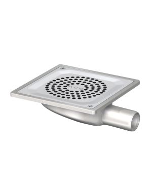 GULLY N/SIPHON AISI304 EG150 FIJO 150X150MM CERAMIC OUT/H DN32 W/GR PERF W/FIX
