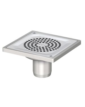 SUM S/SIF AISI304 EG150 FIJO 150X150MM CERÂMICO S/V DN75 C/GRELHA PERF C/FIX