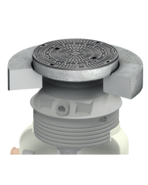 TAPA Fº MODELO C/REALCE LARGO HDPE GRIS TE 550-1730 DØ836 D400 S/LOSA ESTANCA