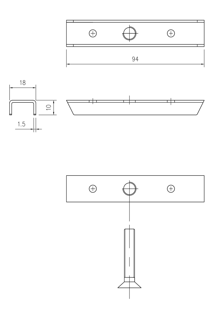 00330049 Esquema técnico del kit antirrobo del SELF 100, con sistema de fijación con tornillos para la reja pasarela de acero galvanizado.