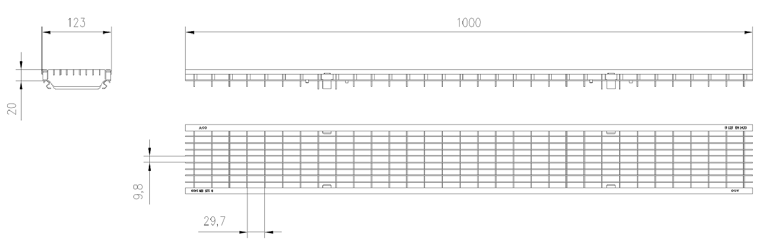 Esquema Reja Q+ Antitacon 30x10 B125 para Canales XD/MD/Ml/SealIn 100