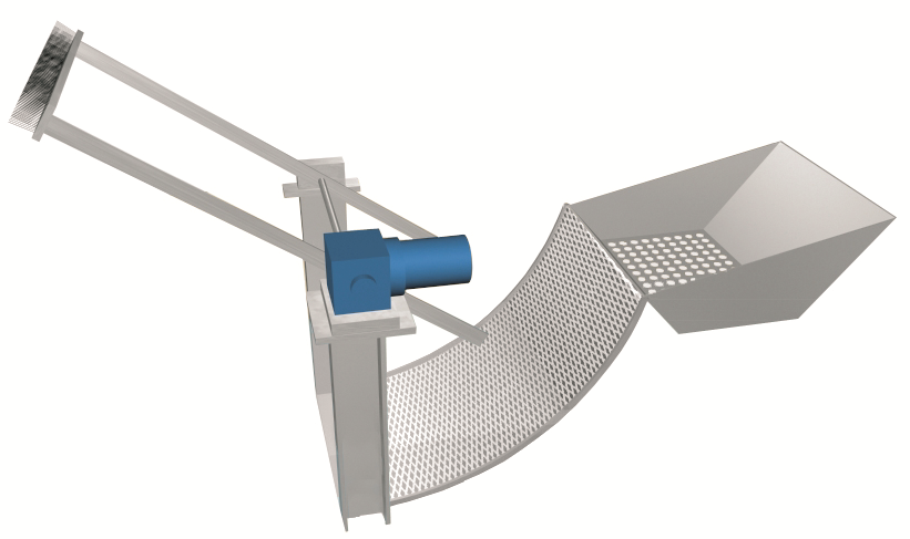 Render reja de desbaste circular automática para la separación de sólidos. Modelo: RCA
