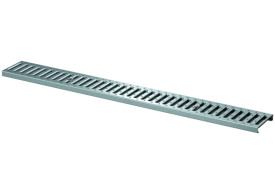 Render de la reja para canal PROFILINE/ROOFLINE, reja pasarela en acero galvanizado de dimensiones L1000 A130 H20 sin sistema de fijación, clase de carga peatonal.