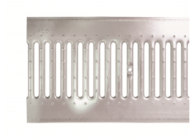 Render da grelha para canal N 200, grelha passarela 130x9 em aço galvanizado da dimensões L1000 A255 H15 com sistema de fixação com clavilha, classe de carga A15.