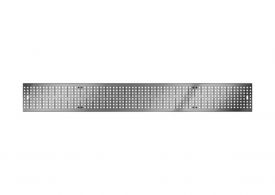 Render de la reja para canal MULTIDRIAN/MULTILINE/XTRADRAIN 100, reja perforada Ø6 en acero galvanizado de dimensiones L1000 A123 H21/21 con sistema de fijación Drainlock, clase de carga A15.