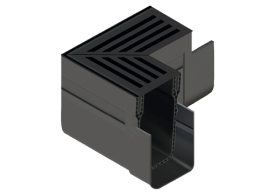 Render Conjunto Esquina ACO Slimline Plastico con Reja Aluminio Negra (Threshold)