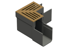 Render Conjunto Esquina ACO Slimline Plastico con Reja Acero Corten (Threshold)