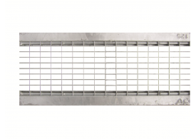 Render da grelha para canal N 150/SELF 200, grelha entramada 30x15 em aço galvanizado da dimensões L1000 A200 H25 com sistema de fixação Springlock, classe de carga B125.