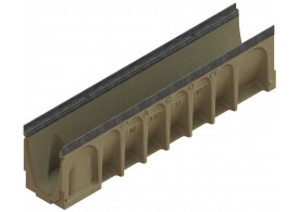 Render del canal MULTIDRAIN 150 10.0 L1000 H260 de hormigón polímero sin reja, sistema de fijación Drainlock