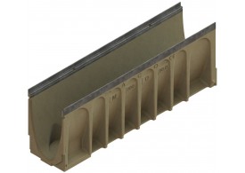 Render del canal MULTIDRAIN 200 20.0 L1000 H365 de hormigón polímero sin reja, sistema de fijación Drainlock