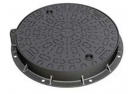 Render de la tapa CITYTOP-S FIX en fundición dúctil color negro, de dimensiónes Ø780 H100 clase de carga D400.