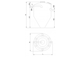 Desenho técnico decantor modelo DE ACO Remosa. Instalação subterrânea