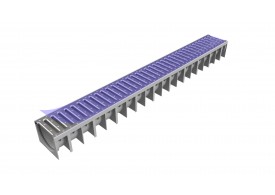Render del canal MUFLE 4ALL H92 en polipropileno gris con reja pasarela de acero inoxidable clase de carga A15.