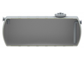 Render tanque retención de aceites de transformador, horizontal, enterrado, con barrera química y doble capa. Modelo: TAD