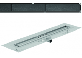 Render 3D canal Showerdrain -C 2.0 com flange S/H DN50 H:69-140mm com sifão de 25mm e grelha TILE com tela CD000833 // CD000834 // CD000835 // CD000836 // CD000837 // CD000838 // CD000839