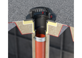 Render del sumidero GRAVITY de fundición instalado en una cubierta deck.