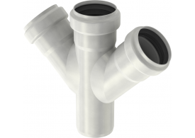 Render general do forquilha da tubagem PIPE, forquilha dupla a 45º realizado em aço inoxidável.