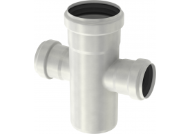 Render general do forquilha da tubagem PIPE, forquilha dupla a 87º com redução realizado em aço inoxidável.