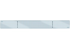 Render de la reja para canal SELF 100, reja perforada cuadrada en acero inoxidable AISI304 de dimensiones L1000 A119 H18 con sistema de fijación por pestaña, clase de carga A15.