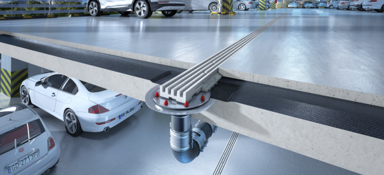 Canal Multislot instalado en un parking
