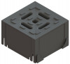 Render de la esquina para el canal HEXALINE 2.0 en polipropileno, de L126 A126 H77, con reja pasarela A15 negra.